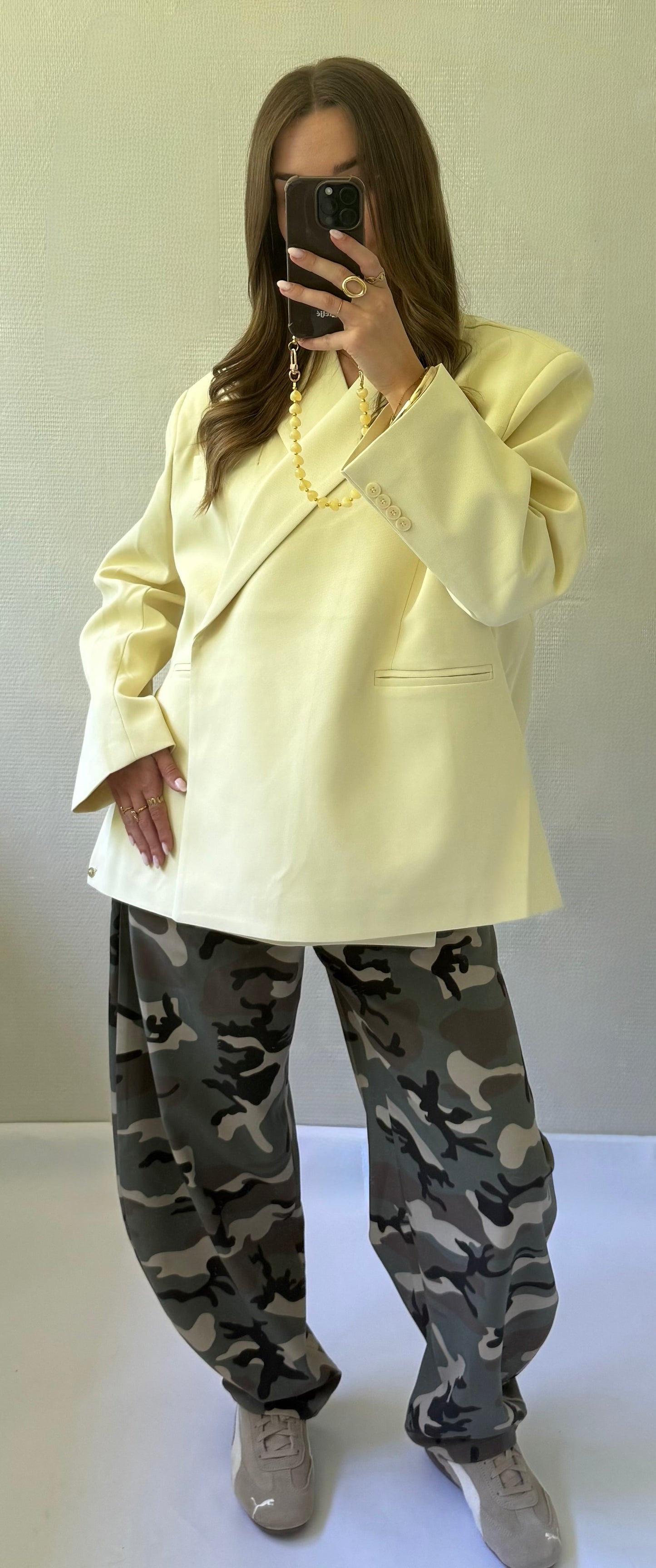 Oversized blazer geel