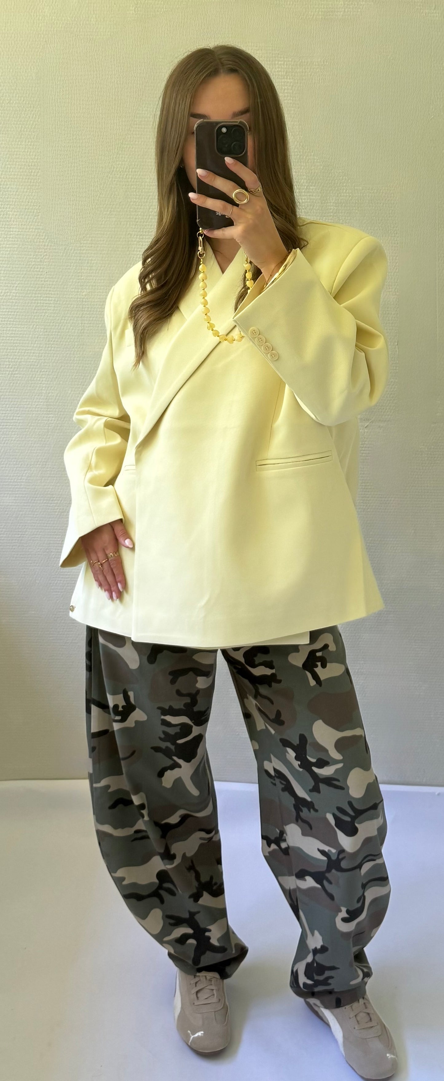 Oversized blazer geel
