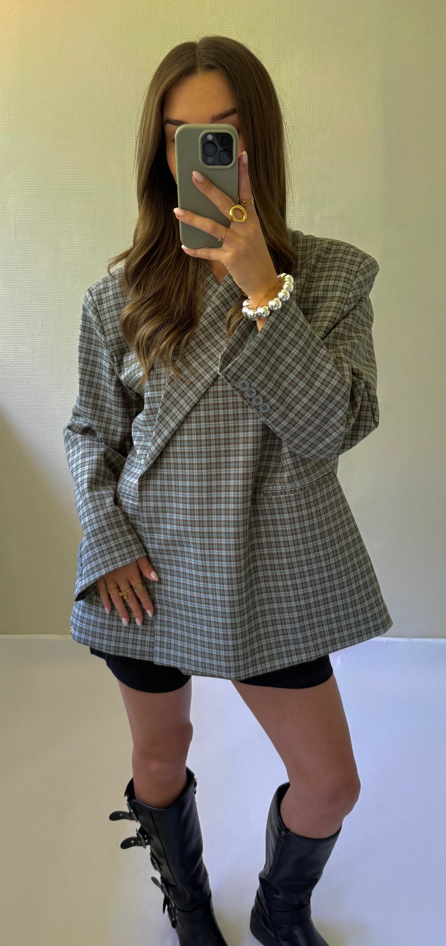 Oversized blazer blauw/bruin